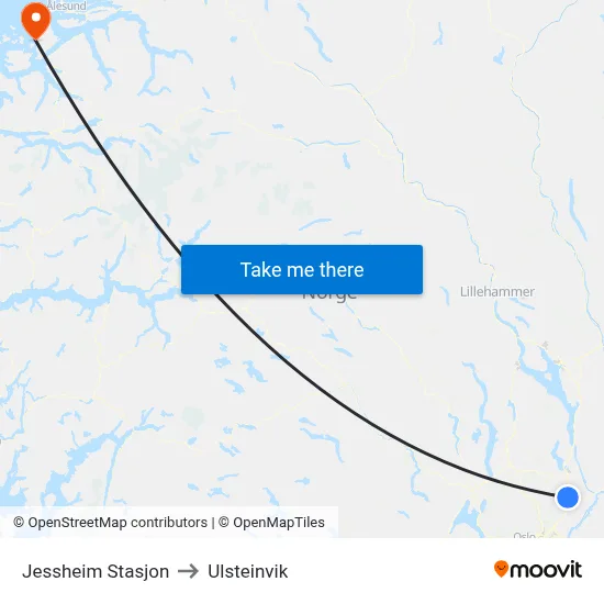 Jessheim Stasjon to Ulsteinvik map