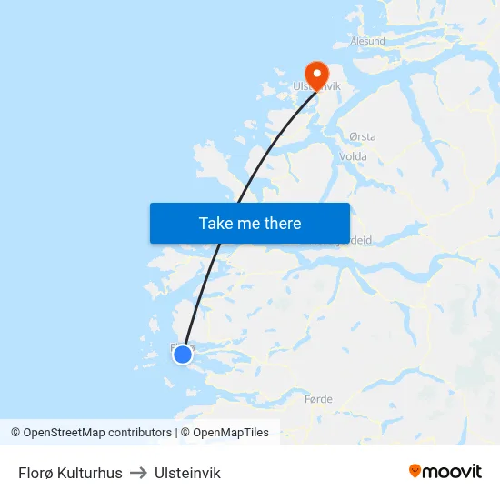 Florø Kulturhus to Ulsteinvik map
