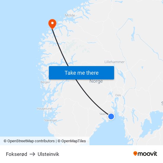 Fokserød to Ulsteinvik map