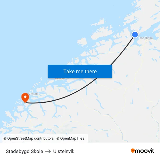 Stadsbygd Skole to Ulsteinvik map