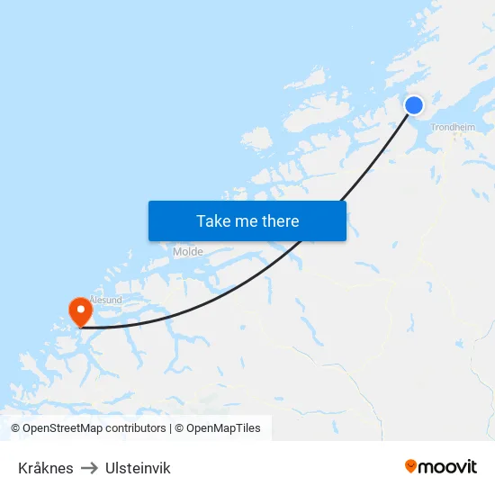 Kråknes to Ulsteinvik map
