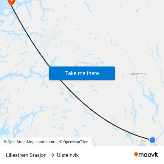Lillestrøm Stasjon to Ulsteinvik map