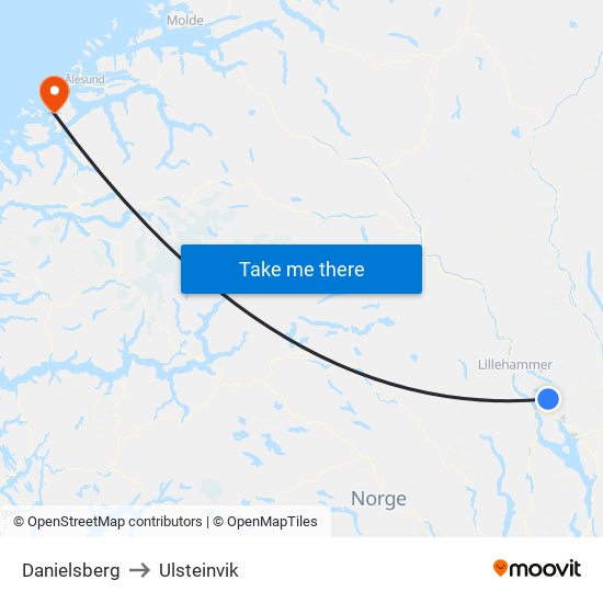 Danielsberg to Ulsteinvik map