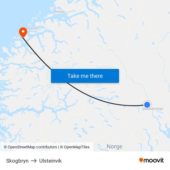 Skogbryn to Ulsteinvik map