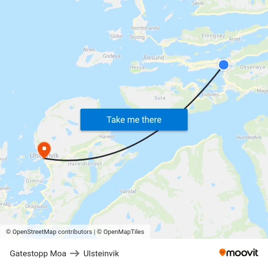 Gatestopp Moa to Ulsteinvik map