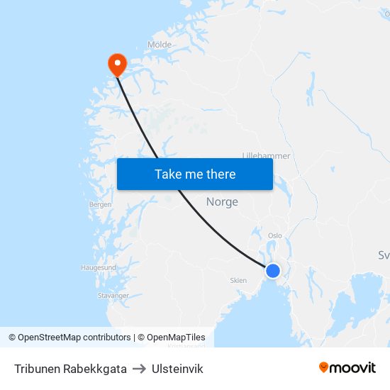 Tribunen Rabekkgata to Ulsteinvik map