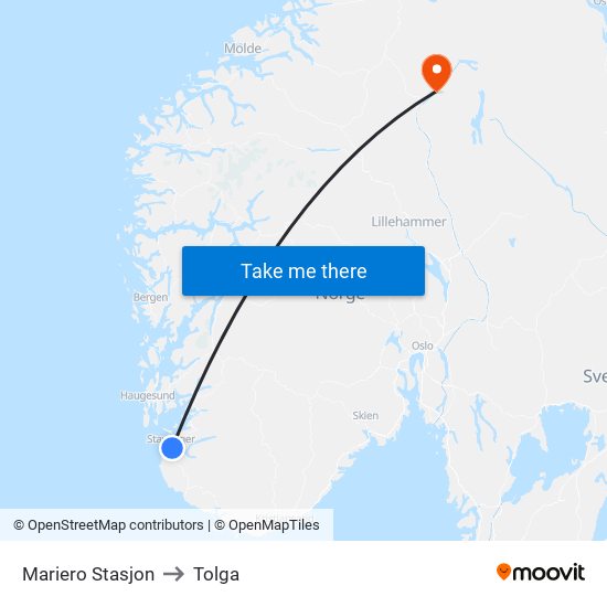 Mariero Stasjon to Tolga map