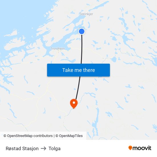 Røstad Stasjon to Tolga map