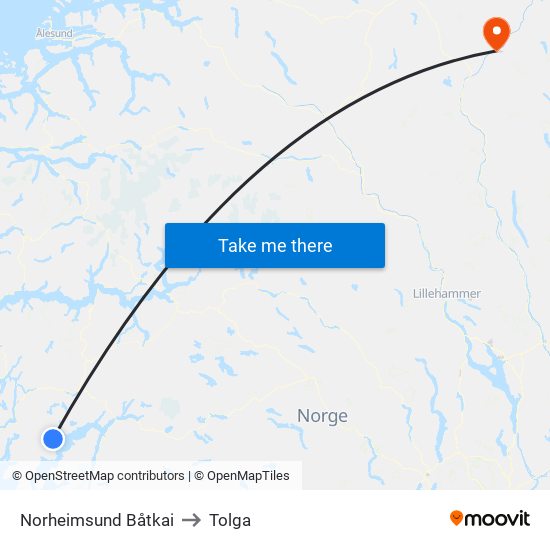 Norheimsund Båtkai to Tolga map