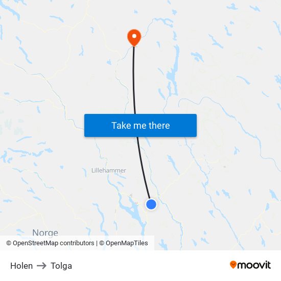 Holen to Tolga map