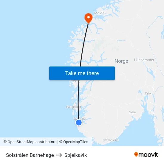 Solstrålen Barnehage to Spjelkavik map