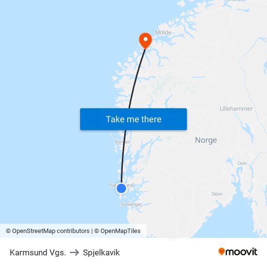 Karmsund Vgs. to Spjelkavik map