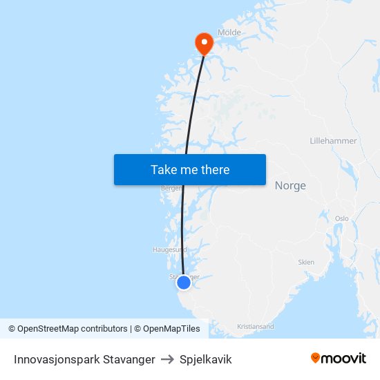 Innovasjonspark Stavanger to Spjelkavik map