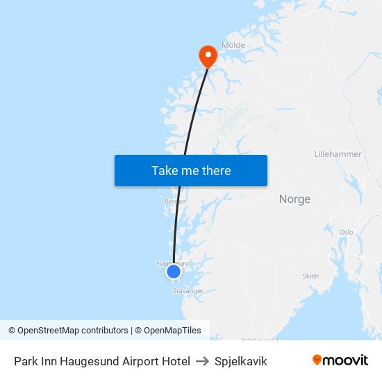 Park Inn Haugesund Airport Hotel to Spjelkavik map