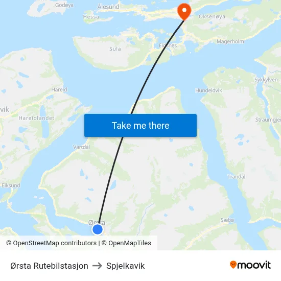 Ørsta Rutebilstasjon to Spjelkavik map