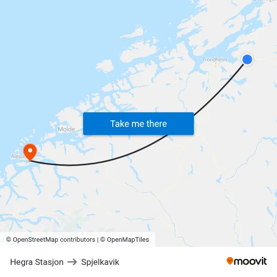 Hegra Stasjon to Spjelkavik map