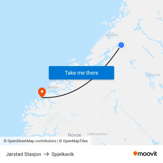 Jørstad Stasjon to Spjelkavik map