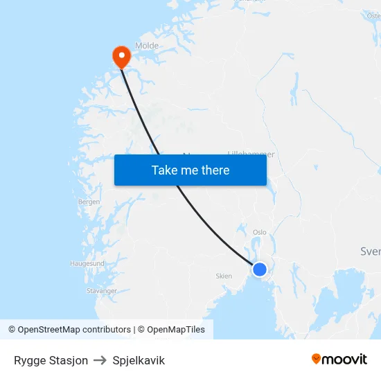 Rygge Stasjon to Spjelkavik map