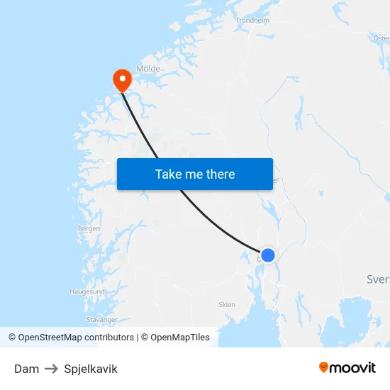 Dam to Spjelkavik map