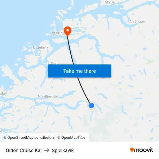 Olden Cruise Kai to Spjelkavik map