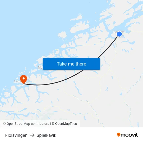 Fiolsvingen to Spjelkavik map