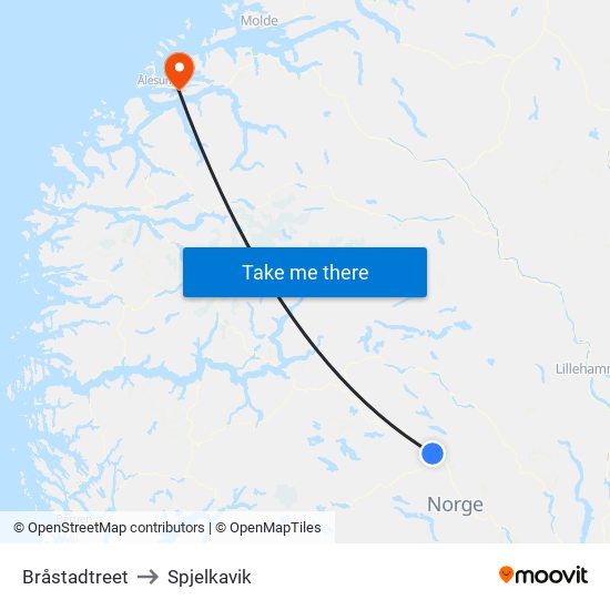 Bråstadtreet to Spjelkavik map