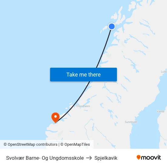 Svolvær Barne- Og Ungdomsskole to Spjelkavik map