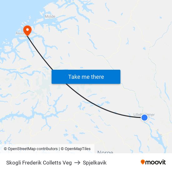 Skogli Frederik Colletts Veg to Spjelkavik map