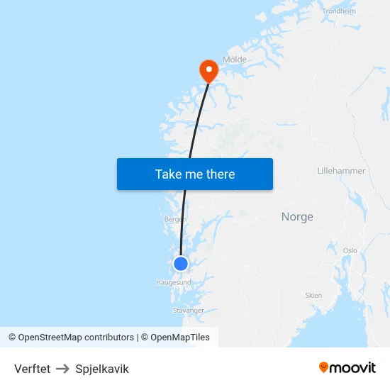 Verftet to Spjelkavik map