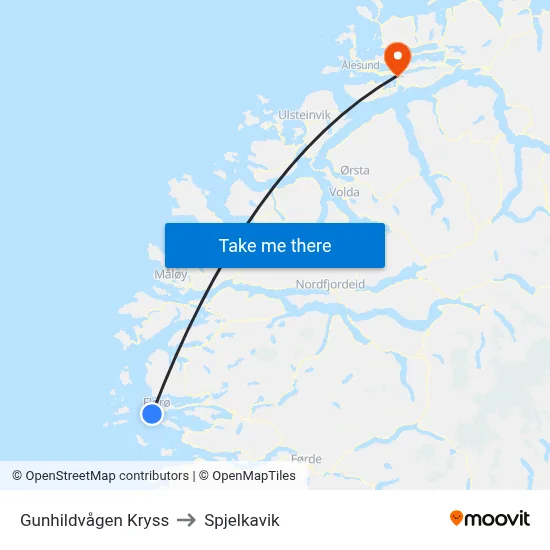 Gunhildvågen Kryss to Spjelkavik map