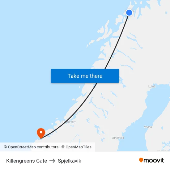 Killengreens Gate to Spjelkavik map