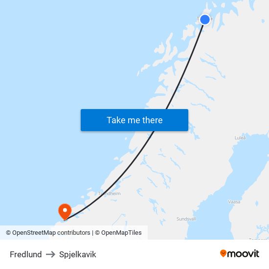Fredlund to Spjelkavik map
