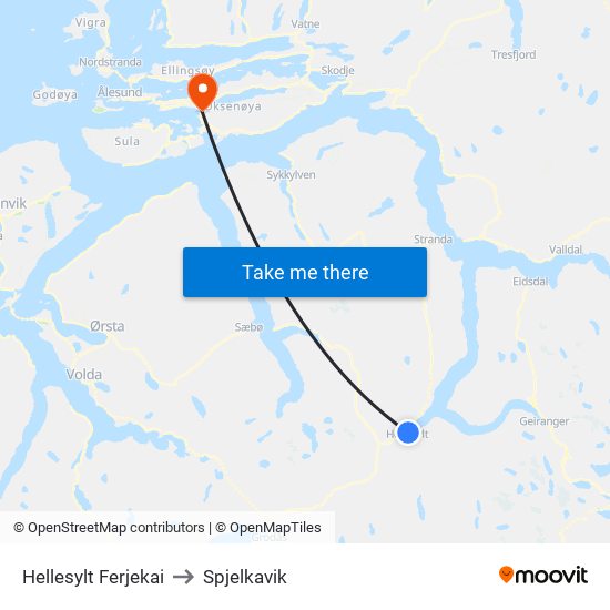 Hellesylt Ferjekai to Spjelkavik map