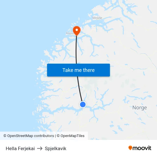 Hella Ferjekai to Spjelkavik map