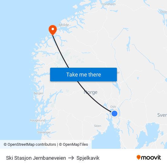 Ski Stasjon Jernbaneveien to Spjelkavik map