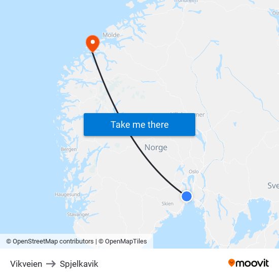 Vikveien to Spjelkavik map