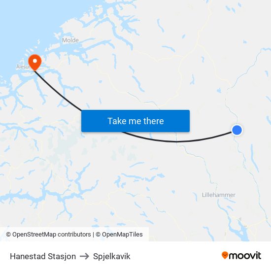 Hanestad Stasjon to Spjelkavik map