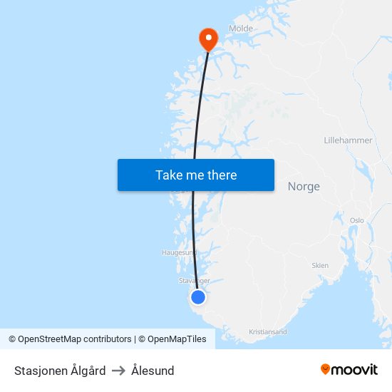 Stasjonen Ålgård to Ålesund map