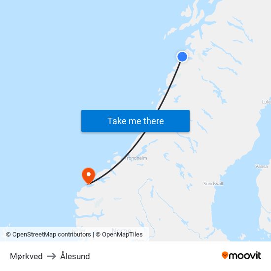 Mørkved to Ålesund map