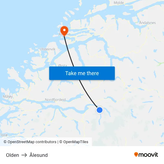 Olden to Ålesund map