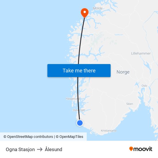 Ogna Stasjon to Ålesund map