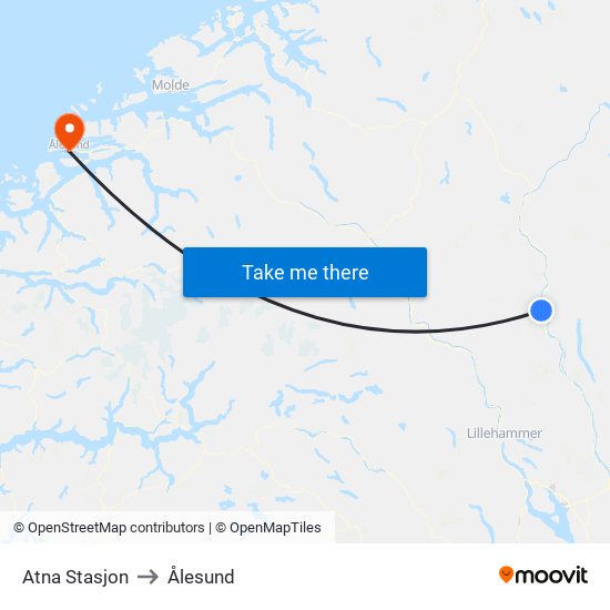 Atna Stasjon to Ålesund map
