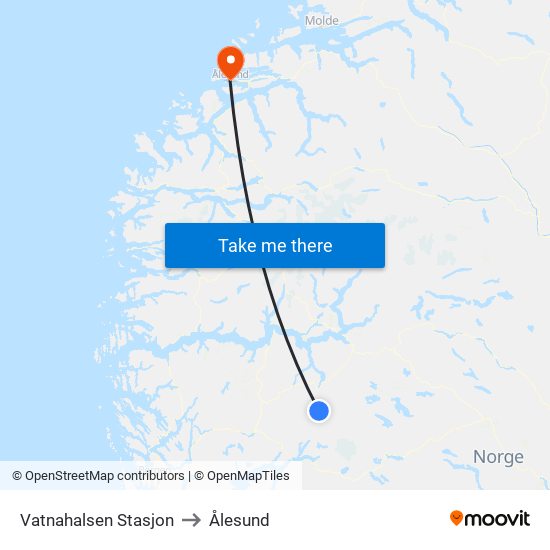 Vatnahalsen Stasjon to Ålesund map