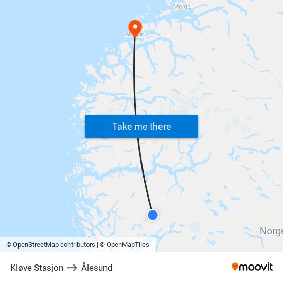 Kløve Stasjon to Ålesund map