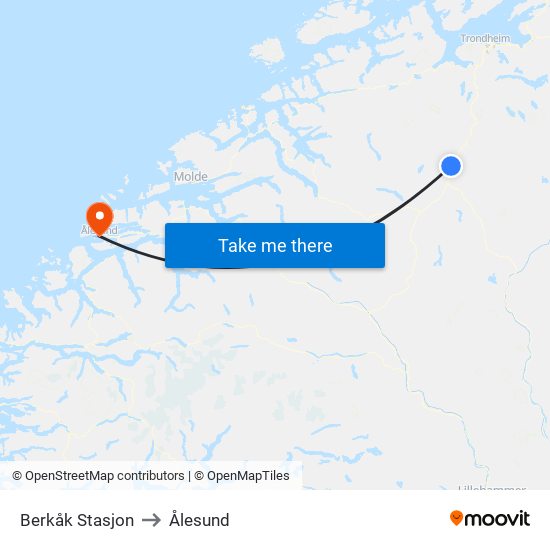 Berkåk Stasjon to Ålesund map