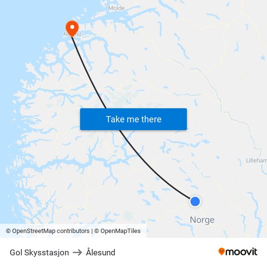 Gol Skysstasjon to Ålesund map