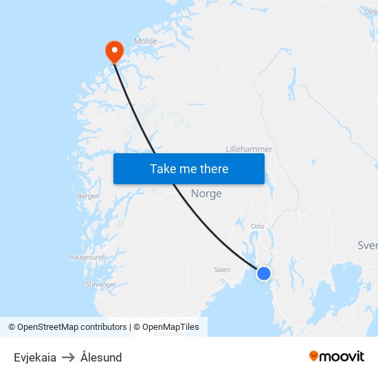 Evjekaia to Ålesund map