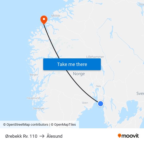 Ørebekk Rv. 110 to Ålesund map