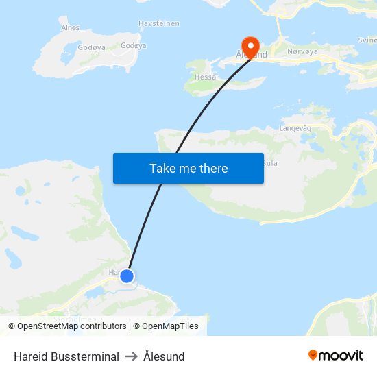 Hareid Bussterminal to Ålesund map