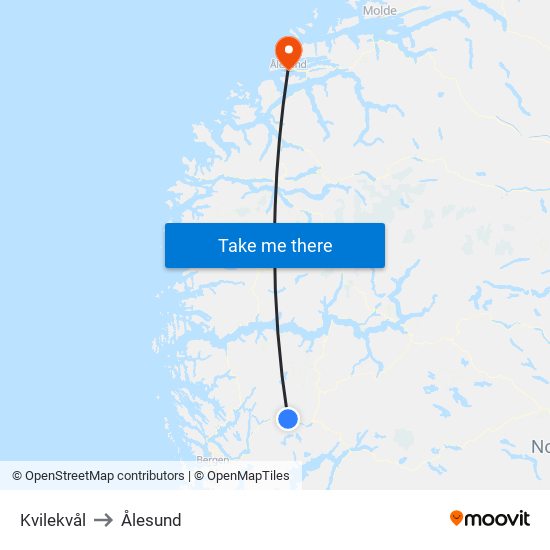 Kvilekvål to Ålesund map